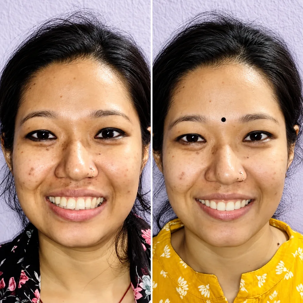 Young female patient smile makeover before and after